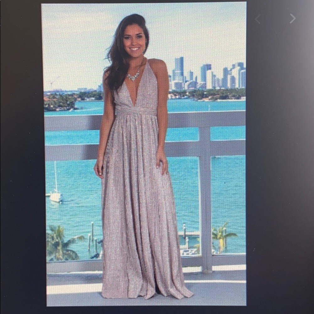 Mauve pleated shimmer maxi dress